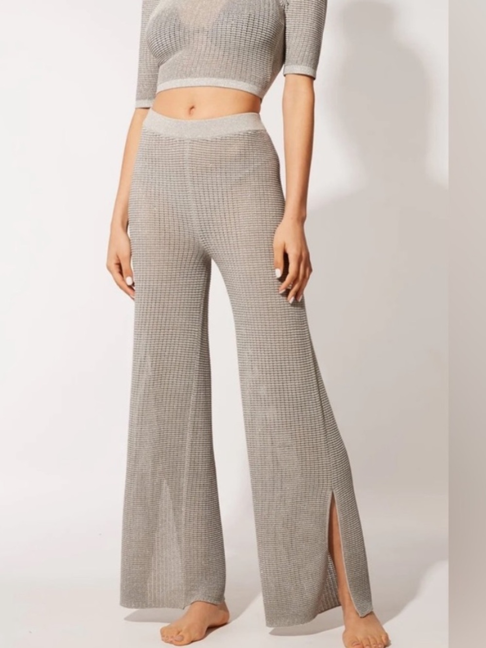 NWT Solid & Striped The Logan Pant in Silver Shimmer